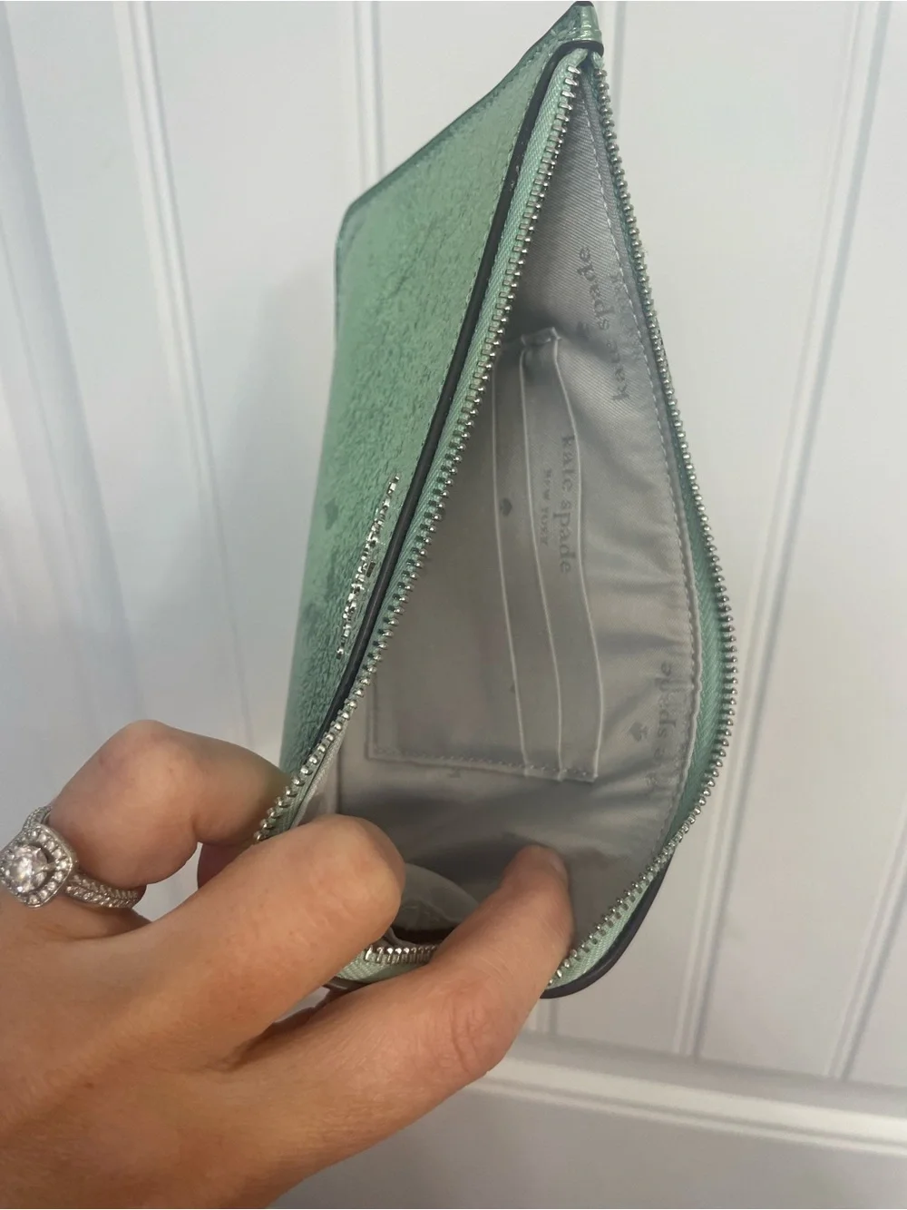 Kate Spade Metallic Teal Wristlet Wallet